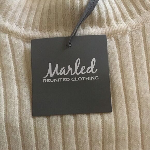 Marled Sweater Womens S Ivory Fuzzy Knit Mock Neck Pullover Stretch Cozy Soft - Picture 6 of 6